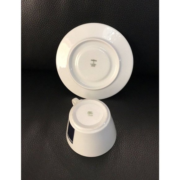 LAVAZZA COFFEE White Black Americano Mug Cup Saucer 10oz Marked IPA Italy - Picture 3 of 4